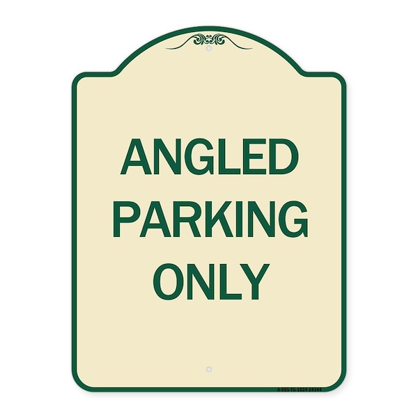 Signmission Designer Series Angle Parking Only, Tan & Green Heavy-Gauge Aluminum Sign, 24" x 18", TG-1824-24344 A-DES-TG-1824-24344 - main